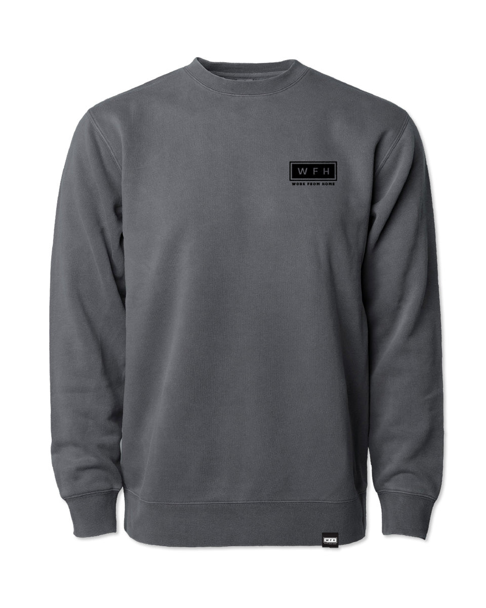 Men's Black WFH Logo Pigment Dyed Cozy Crew Sweatshirt