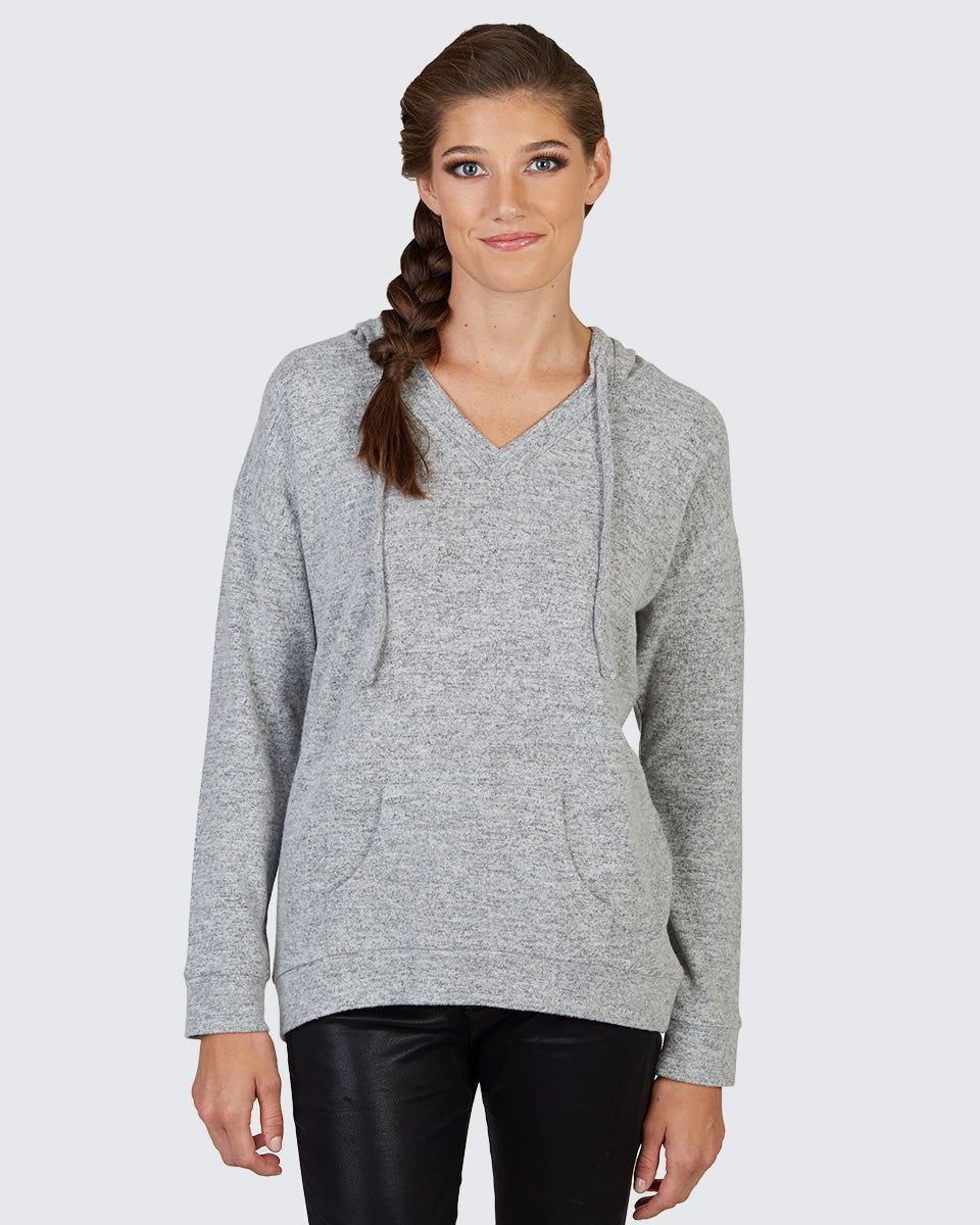 Women's Grey WFHWear Butter Soft V-Neck Hoodie –